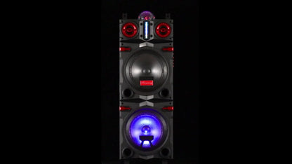 Karaoke Party Bluetooth Speaker with Sound Reactive Lights, 1000W Peak DJ Subwoofer Stereo Boombox, USB SD AUX FM Radio, Telescopic Rod Remote Control for Outdoor Indoor Party