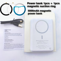 Power bank white 1pcs + 1pcs magnetic ring