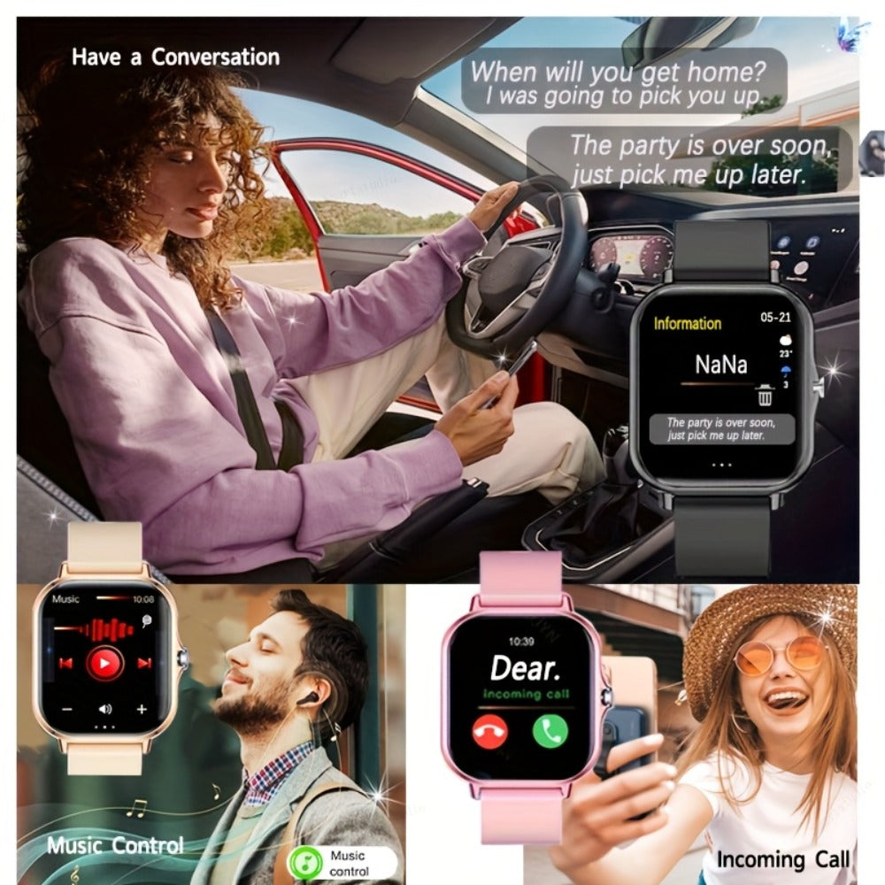 Unisex GPS Smartwatch 1.83" Full Touch – Wireless Calling, Music Playback, Remote Camera Control, Multi-Sport Fitness Tracker, Message Alerts, Pink Silver Gold – Android & iPhone Gift Watch
