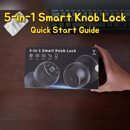Biometric Handle Lock 5-in-1 Keyless Entry with Fingerprint, App, IC Card, Password & Backup Key – Silent Mode, Anti-Peep Keypad, Electronic Smart Door Handle for Bedroom Apartment Interior Door