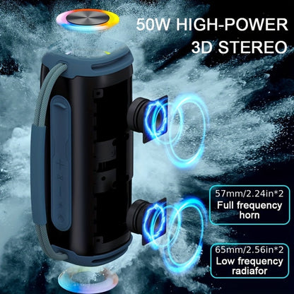 50W Portable Bluetooth Party Speaker with LED Lights, Deep Bass Wireless Speaker, FM Radio, USB Flash Drive & TF Card Playback, Loud Outdoor Speaker for Party, Camping, Home, Backyard & Events