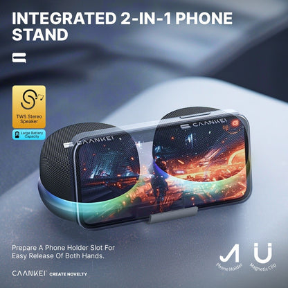 Portable Dual Speaker with Charging Base, 60-Hour Super Long Battery Life, Strong Bass Stereo Surround Sound, Compact Wireless Speaker for Computer Laptop Mobile Phone Desktop Home Office