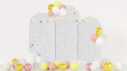 Sequins Wedding Arch Cover Set of 3 Sizes 4ft 5ft 6ft Metallic Spandex Arch Backdrop Cover Payette Glitter Arch Stand Cover for Wedding Birthday Party Decoration
