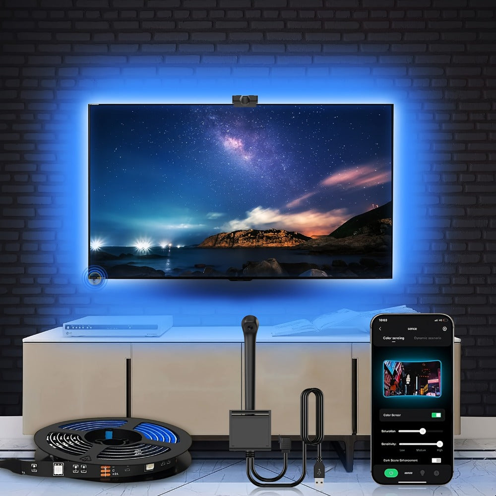 TV LED Backlight Strip with AR Screen Sync - RGB Smart Ambient Light for 35-80 Inch TVs & Monitors, Music Sync, App Control, Immersive Bias Lighting for Gaming Room & Home Theater