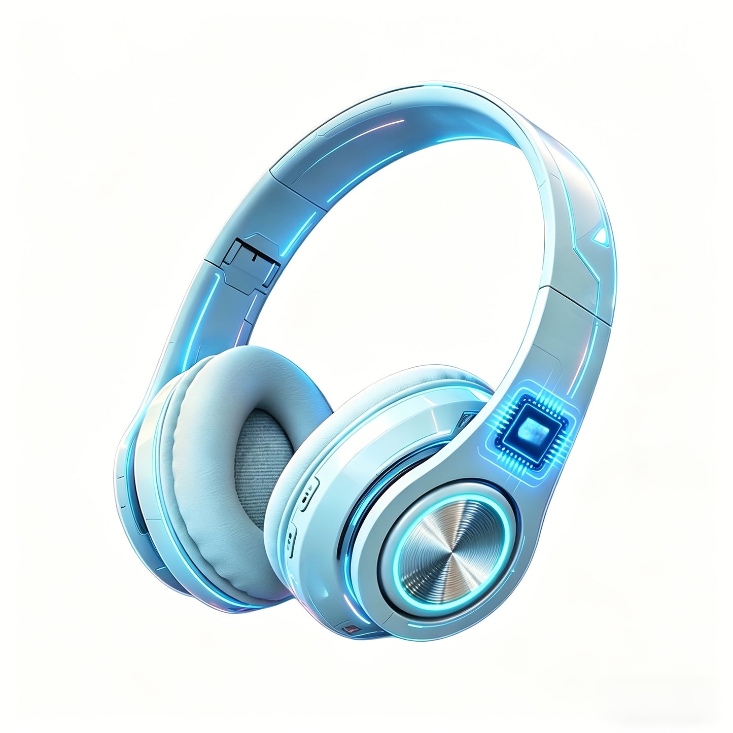 LED Light Over-Ear Wireless Headphones Deep Bass Subwoofer, Active Noise Cancelling Foldable Headset Bluetooth 5.3, Wired & Wireless Dual Mode AUX, USB Rechargeable for Gaming Music Sports