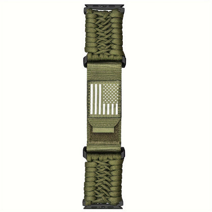 Rugged Nylon Sport Loop Apple Watch Band for Men – Woven Adjustable Strap Compatible with Apple Watch Ultra 3 2 1 Series 11 10 9 8 7 6 5 4 SE 49mm 46mm 45mm 44mm 42mm S M L XL Army Green Black Orange