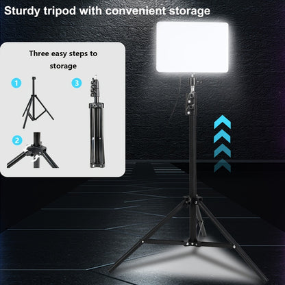 Square Fill Light Kit 10 Inch with Metal Ball Head & 15 Inch Extension Rod, Adjustable Tripod, 3 Color Modes, USB Powered LED Video Lighting for Home Studio, Recording, Live Streaming & Photography