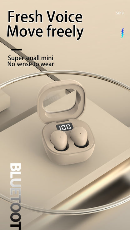 Mini Wireless Earbuds with Charging Case, Ultra-Long Battery Life, Universal Phone Control, Compact True Wireless Earphones Compatible with iOS & Android, Lightweight In-Ear Headphones for Music Calls Travel Work