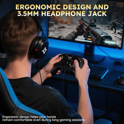 Wireless Gaming Controller Touchscreen PC PS4 Switch Android iOS - 4 Programmable Buttons Rapid Fire 6-Axis Gyroscope Dual Vibration RGB Lighting Bluetooth Gamepad for All Platforms