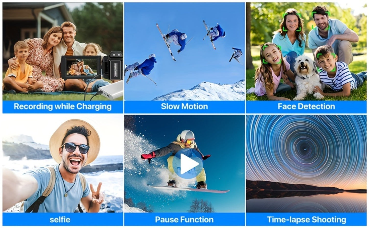 5K 30FPS Vlog Camera 48MP UHD WiFi with 16x Digital Zoom, IR Night Vision, 270° Rotatable Touch Screen & 6-Axis Stabilization - Outdoor Video Camera with Mic, Stand & Carry Bag