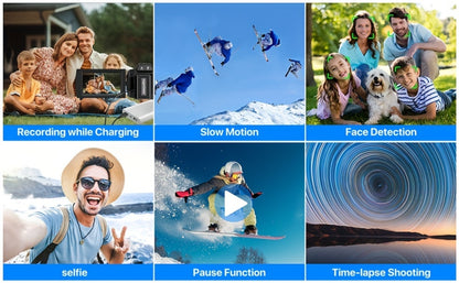 5K 30FPS Vlog Camera 48MP UHD WiFi with 16x Digital Zoom, IR Night Vision, 270° Rotatable Touch Screen & 6-Axis Stabilization - Outdoor Video Camera with Mic, Stand & Carry Bag