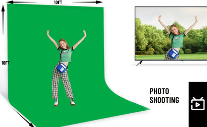 Green Screen Backdrop with Stand Kit 10x10Ft Chroma Key Background 7.5x10Ft Portable Stand with Carrying Bag 4 Clamps for Photoshoot Portraits Party Video Recording Streaming