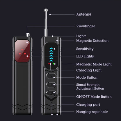 Smart Bug Detector Anti-Spy Camera Finder with Anti-Eavesdropping, Anti-Tracking & Anti-Stealing Detection – Portable Privacy Security Scanner for Hotels, Meeting Rooms, Cars, Homes & Travel