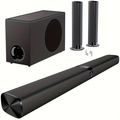 Soundbar with Subwoofer 2.1CH Home Theater Sound Bar for Smart TV, Deep Bass Wireless Bluetooth 5.0, ARC Optical AUX, Detachable Tower Speakers, Infrared Remote, for Movies Music Gaming