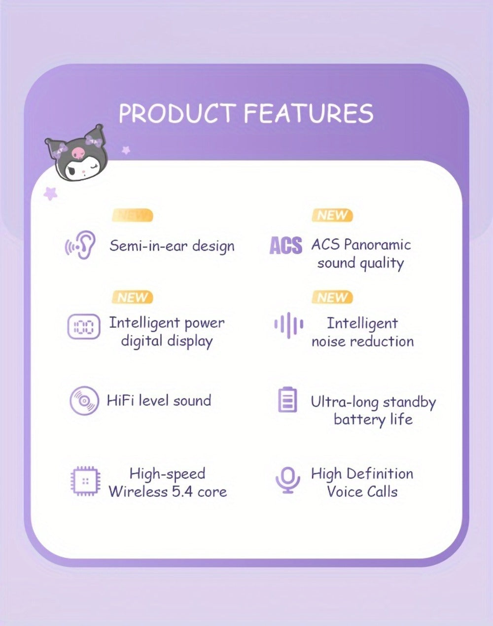 Sanrio Hello Kitty Kuromi Cinnamoroll Bluetooth Earbuds Cute Wireless Earphones 3 Styles Power Display Gaming Earbuds Easy to Carry for Daily Exercise Study Outdoor Holiday Birthday Gift