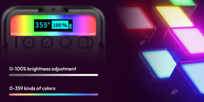 ULANZI VL49 RGB Video Light 360° Full Color LED Camera Light Panel - 2000mAh Rechargeable Dimmable Photography Lighting with 3 Cold Shoe Mounts & Magnetic Attachment for Portrait Studio Content Creation