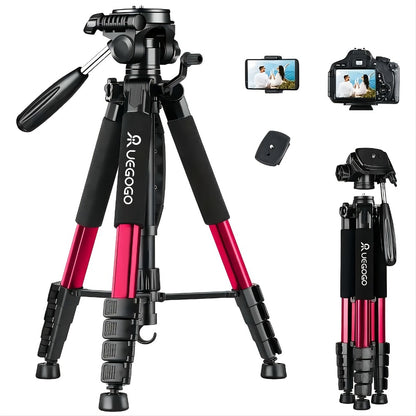 74-Inch Heavy-Duty Camera Tripod with Phone Holder Quick Release Plate & Carry Bag Professional DSLR Video Stand for Canon Nikon Sony Compatible with Cell Phones Projector Travel Tripod