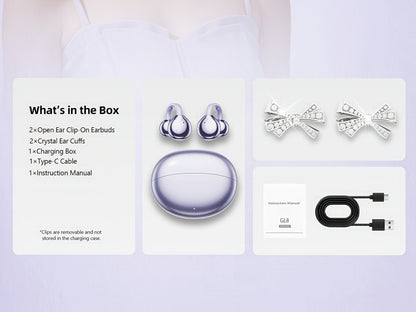 Butterfly Earring Wireless Earphones Open-Ear AI Translation HD Calls Touch Control Charging Case Non-In-Ear Jewelry Design Gaming Couple Headphones for iPhone Android Christmas Birthday Gift