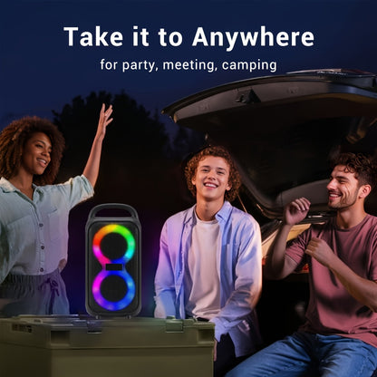Portable Bluetooth Boom Box Speaker with Dual Subwoofer Heavy Bass, 2500W Stereo Sound System, FM Radio, Wireless, Type-C Charging, for Home Outdoor Parties Smartphones Tablets