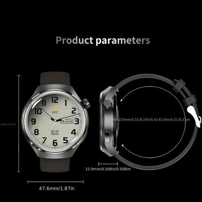 GPS Smartwatch Men with NFC & Multiple Strap Styles – 360×360 HD Screen Wireless Calling GPS Motion Trajectory Sports Fitness Tracker Heart Rate Sleep Monitor Outdoor Watch Black Steel Mesh Faux Leather