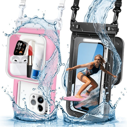 Waterproof Phone Pouch 2 Pack Floating Dual Compartment Dry Bag – 7.5 Inch Shockproof Sandproof Clear Case for iPhone 16 15 14 13 12 Pro Max & Android, Swimming Kayaking Beach Water Sports