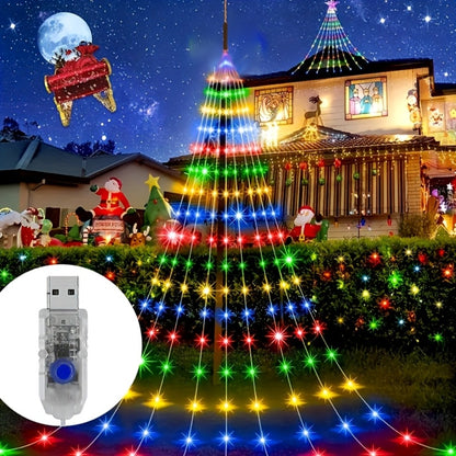 Waterfall Fairy Lights USB Powered 8 Modes – Indoor String Lights for Tree Curtain Tent Party Garland Christmas Halloween Festival Decoration White