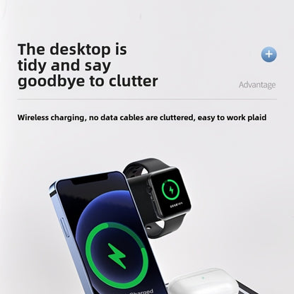 3-in-1 Wireless Charging Station with QC3.0 Adapter Included 15W Fast Charge – Upright Stand for iPhone 17/16/15/14/13/12/11, Apple Watch Ultra/Series 9/8/SE & AirPods | Black & White