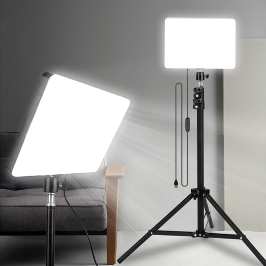 Square Fill Light Kit 10 Inch with Metal Ball Head & 15 Inch Extension Rod, Adjustable Tripod, 3 Color Modes, USB Powered LED Video Lighting for Home Studio, Recording, Live Streaming & Photography
