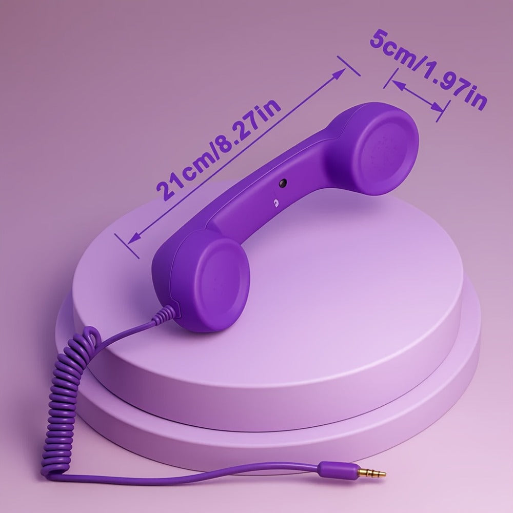 Retro Phone Handset for Smartphone Tablet & Computer – Hands-Free Calling, Volume Control, Clear Sound, 3.5mm & Type-C Compatible, iPhone Android, Multiple Colors, Great Senior Gift