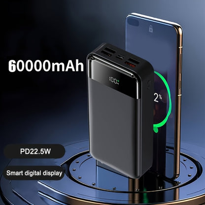 60000mAh Power Bank 22.5W Fast Charging with Built-in Light LED Power Display Removable Emergency Battery Pack for Android iPhone Phones Tablets Outdoor Travel Camping