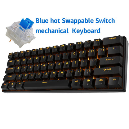 Hot Swappable Mechanical Keyboard 60% RGB Backlit 61 Keys – Customize Red or Cyan Switches, Ultra-Compact Wired Tenkeyless Design for PC, Laptop & Mac | No Solder Switch Change | Black & White