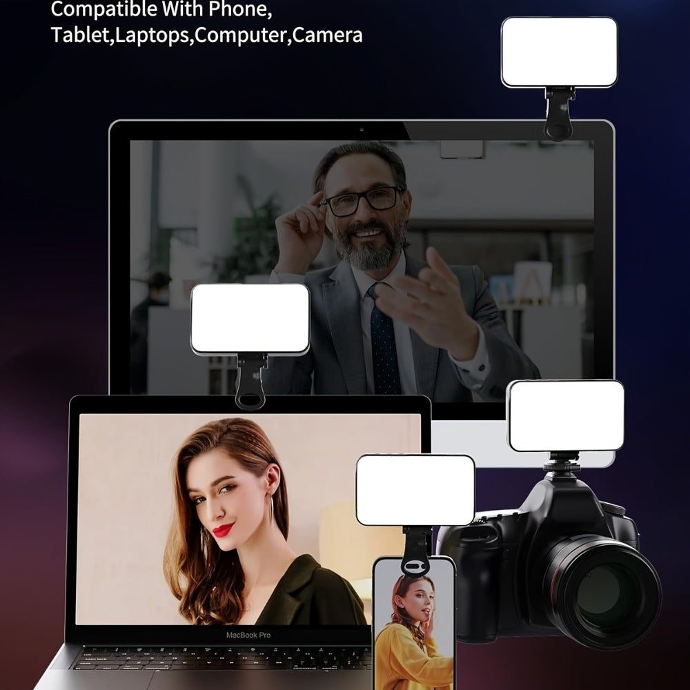Clip-On LED Fill Light for Phone Laptop Tablet Mini Portable Selfie Light for Video Conferencing Live Streaming Makeup Photography Battery Powered Compact Clip Light