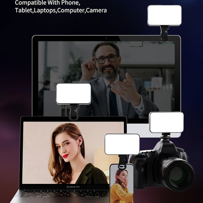 Clip-On LED Fill Light for Phone Laptop Tablet Mini Portable Selfie Light for Video Conferencing Live Streaming Makeup Photography Battery Powered Compact Clip Light