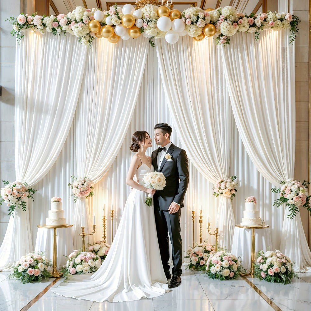 Photography Backdrop 4-Pack 5x10ft Polyester Spandex Background Cloth | Wrinkle-Resistant, Soft & Smooth with Pole Pockets | Wedding, Birthday, Banquet, Party & Event Decoration Curtains