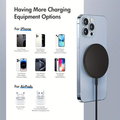 Ultra Slim Magnetic Wireless Charging Pad 15W Multi-Pack – 2-Pack & 3-Pack Value Set for iPhone 17 Air 16 15 14 13 12 11 Pro Max & AirPods 4 3 2 Pro | 0.6cm Thin 65g Portable Travel Charger | White Black