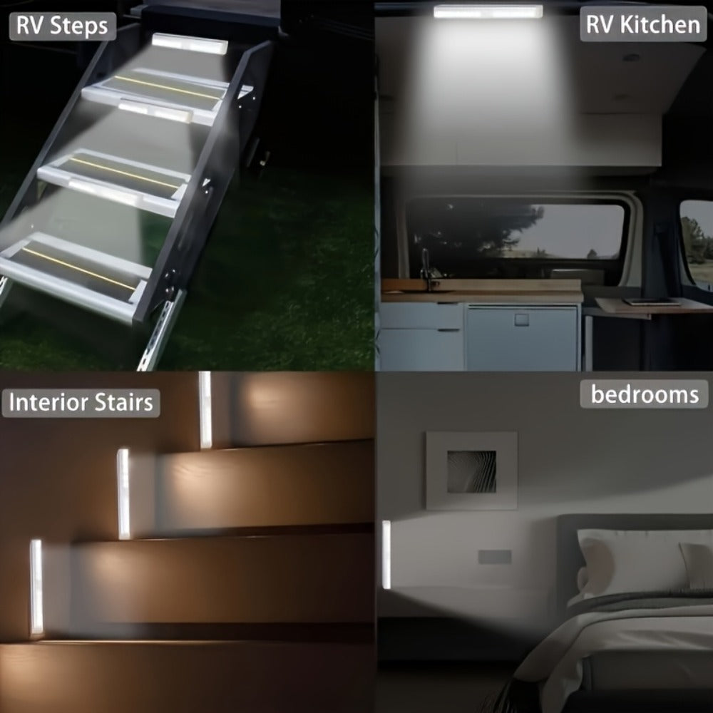 LED Motion Sensor Cabinet Lights USB Rechargeable 3 Modes – Wireless Night Light 6 9 12 Pack 3 Sizes for Bedroom Staircase Kitchen Office Piano Room Dance Studio Bedside Reading