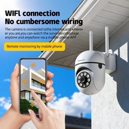 1080P WiFi Security Camera Indoor Outdoor, 360° Pan Tilt Zoom, Color Night Vision, Two-Way Audio, AI Motion Detection, Spotlight Alarm, Cloud & TF Card Storage, Remote Monitoring Home Security
