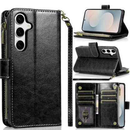 Wallet Case for Samsung Galaxy S25 FE – Luxury Leather Zipper Card Holder ID Window Money Pocket Folio Flip Cover, Slim Protective Phone Case with Card Slots for Galaxy S25 FE Women Men