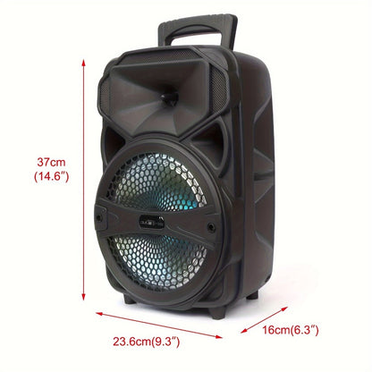 8-Inch Subwoofer Party Speaker 1000W Portable Rechargeable Wireless Bluetooth | Heavy Bass, FM Radio, LED Lights, Remote Control, Built-in Mic, AUX/USB/TF – Outdoor & Indoor Karaoke Boombox