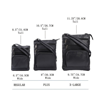 Genuine Leather Shoulder Bag for Women Men Soft First-Layer Cowhide Crossbody Bag Multi-Pocket Messenger Bag 3 Sizes Fits Smartphone Tablet Daily Work Travel – Black Red Brown Navy