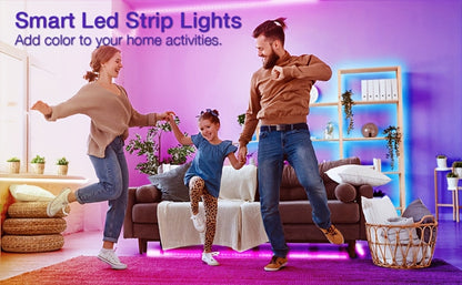 RGB LED Strip Lights Music Sync Color Changing – App & 24-Key Remote Control Dimmable Timer Adhesive LED Light Strip for Bedroom Dorm Ceiling TV Holiday Decor – 6.56FT to 260FT