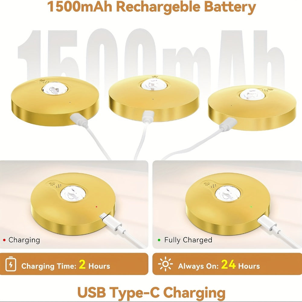 Picture Lights for Wall Rechargeable – Magnetic LED Art Display Light with Remote 3 Color Temperatures Dimmable Timer Golden Finish – 3-Pack & 6-Pack