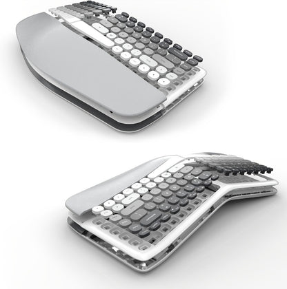 Ergonomic Wireless Keyboard and Mouse Combo with Wrist Support Anti-RSI Silent Keys 2.4GHz Plug-and-Play Gray Gradient Design for Office Home Remote Work Typing Comfort (KLZO)