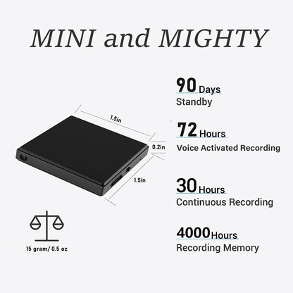 Voice Activated Recorder with AI Noise Reduction, 3072Kbps HD Audio Quality, 64GB Storage Up to 4000 Hours, Magnetic Mini Spy Recorder for Lectures Meetings Interviews Journalists Students