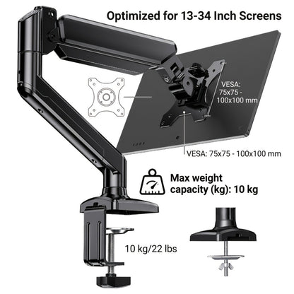 Dual Monitor Stand for 32 Inch Screens, Full Motion Dual Monitor Arm with 180° Swivel Tilt 360° Rotation, VESA 75/100mm, Max 22 lbs Each Arm, Adjustable Height for Home Office Desk Setup