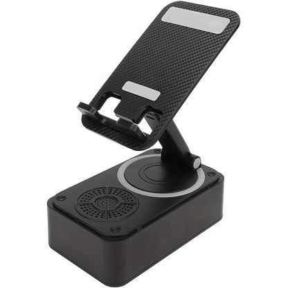 Bluetooth Speaker Phone Holder 5-in-1, 360° Adjustable Tablet Stand with HD Surround Sound, USB Rechargeable Portable Speaker Dock for Smartphones Tablets Home Office Desk