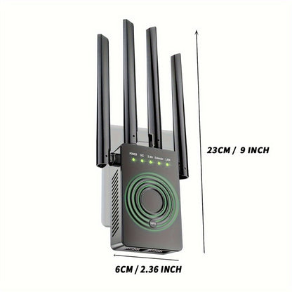 12880 Sq Ft WiFi Booster 1200Mbps Dual Band - Long Range Signal Extender Repeater Covers 105 Devices, Built-In Ethernet Port, WPS Easy Setup for Large Home Office Basement Garage Backyard