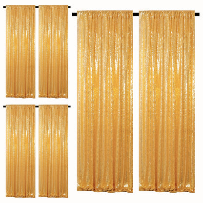 Sequin Backdrop Curtains 2FTx8FT Glitter Photography Background Panels for Party Wedding Birthday Stage Decoration Gold Yellow Shimmer Curtain Set 4 6 10 Panels Available
