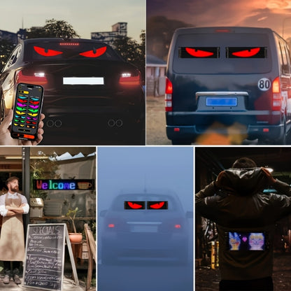 Devil Eye LED Headlight Panels 2 Pack Flexible RGB Matrix App & Remote Control - USB 5V Programmable Scrolling Text Animation Display for Car Windshield Headlight Modification Decoration 20x64