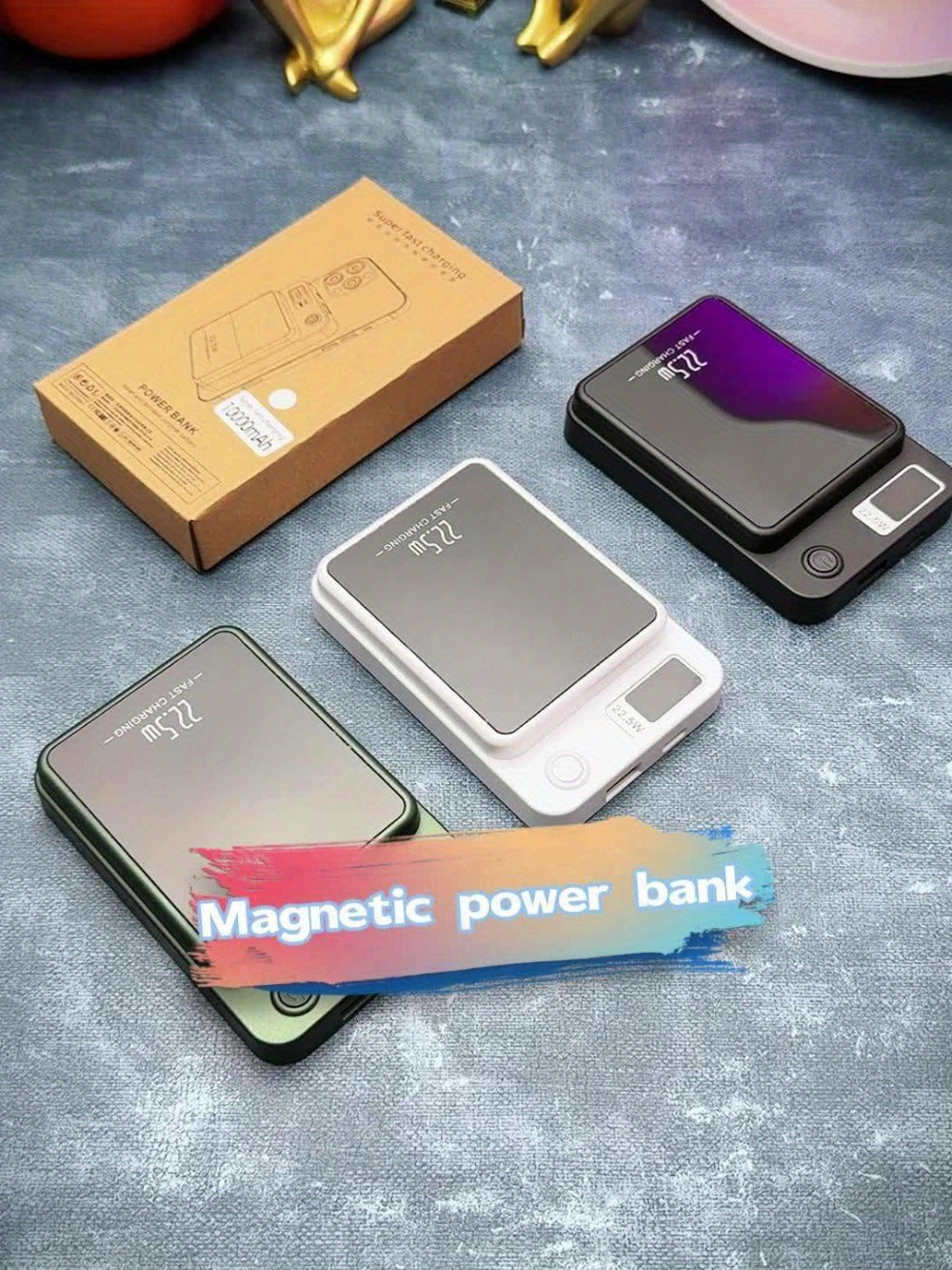 15W Wireless 22.5W Fast Charge Magnetic Power Bank 10000mAh 15000mAh, MagSafe Compatible Portable Charger USB-C LED Display Slim Lithium Polymer Battery for iPhone Android Samsung – Cable-Free Charging